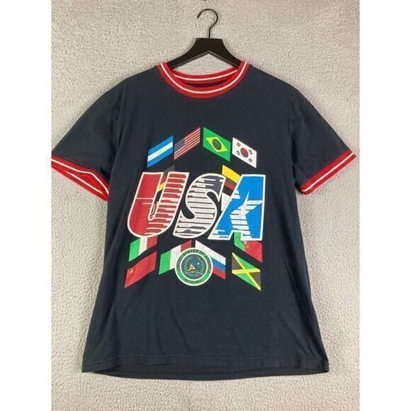 Rolling Paper Brand Shirt Mens Sz Large USA Flag International Flags Tee Graphic - Picture 8 of 9
